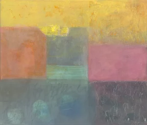 Susanne Wolf-Ostermann, Collage auf Leinwand in Acrylmischtechnik