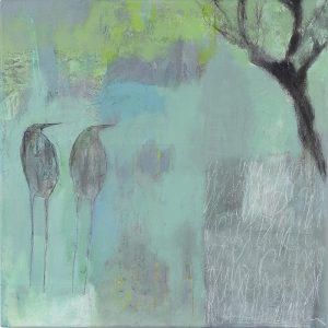 Susanne Wolf-Ostermann, Collage auf Leinwand in Acrylmischtechnik